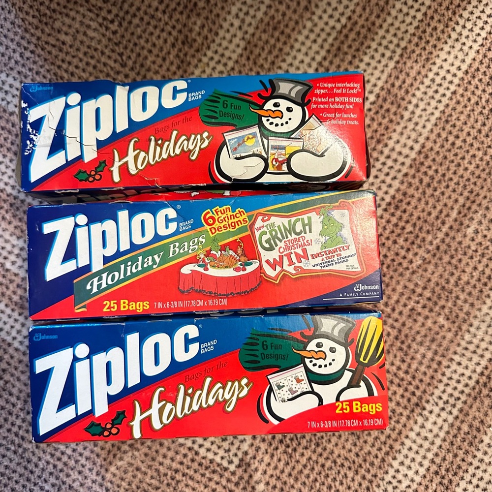 Lot of 3‎ Ziploc Holiday Bags 25 Count Snowman Grinch Christmas Food Storage 6